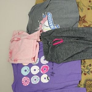 Size 8 girls lot shirts shorts pants